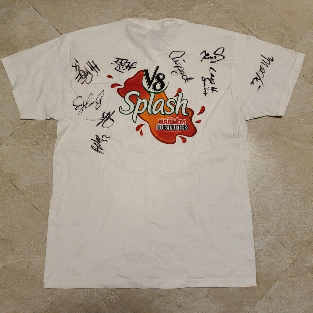 Vintage 00s Harlem Globetrotters Basketball Team Signed Autographed T Shirt L - Picture 1 of 7
